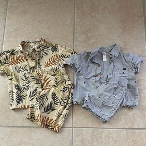 Tropical Leaf Print and Light Gray Baby Outfits